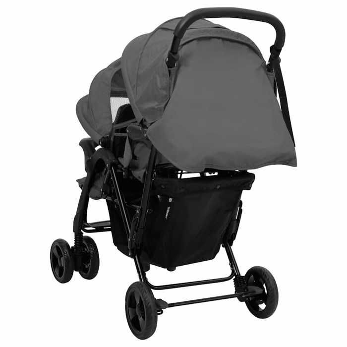 vidaXL Poussette à Deux Places Landau Pliable de Vayage Poussette de Voyage pour Tout-petit Extérieur Protection contre 10348
