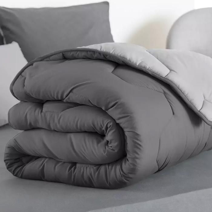 Edredón IDMARKET ABBY 220x240 cm, bicolor gris claro y gris, 300 g