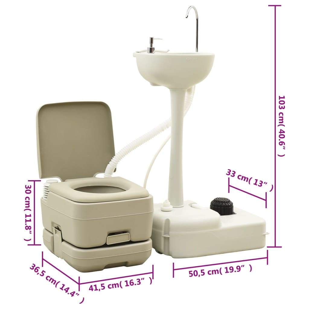 Vidaxl camping toilet og håndvask sæt