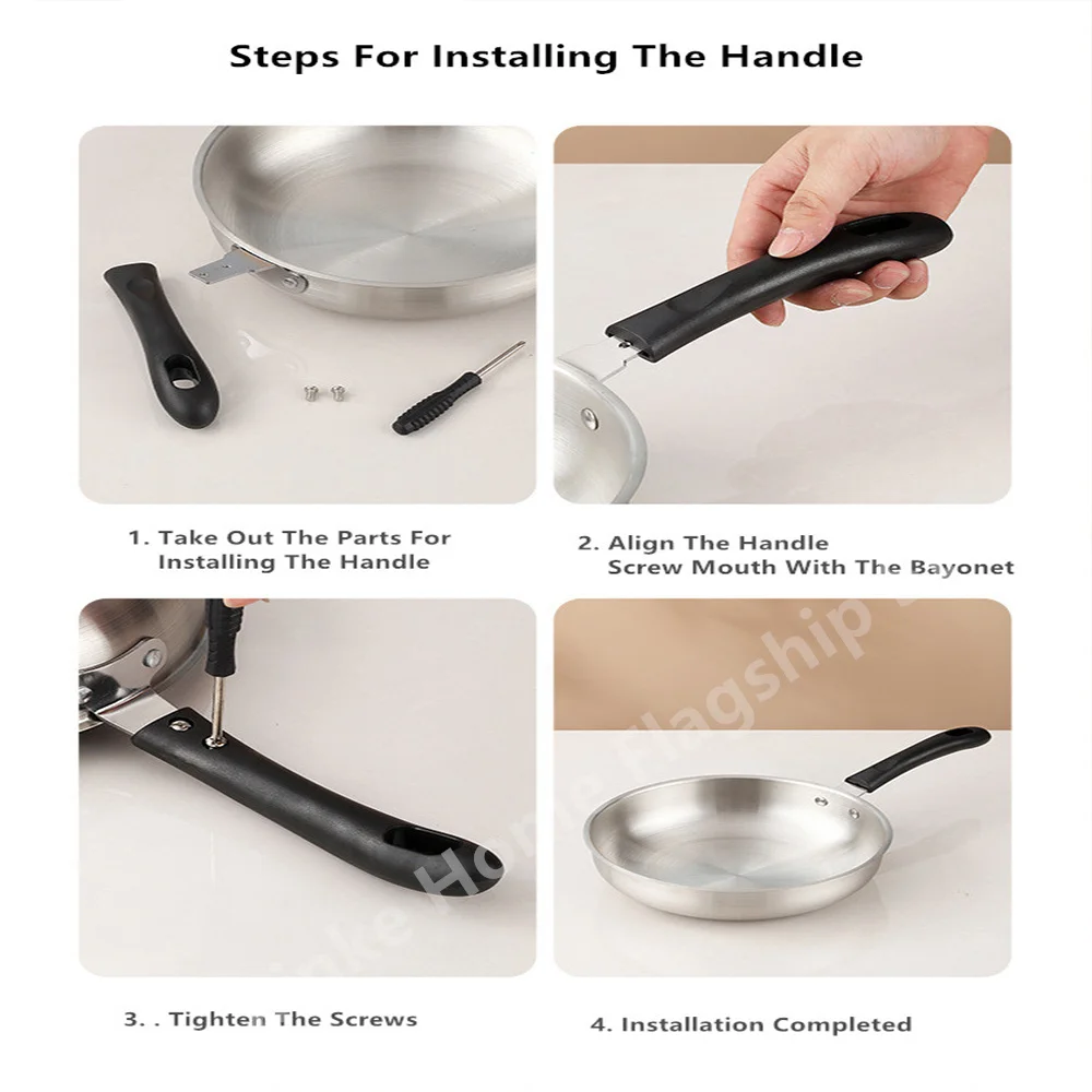 Wok en acier inoxydable antiadhésif, poêle à frire sans revêtement, casserole épaisse pour la maison, compatible avec les plaques de cuisson à gaz et à induction, ustensiles de cuisine universels
