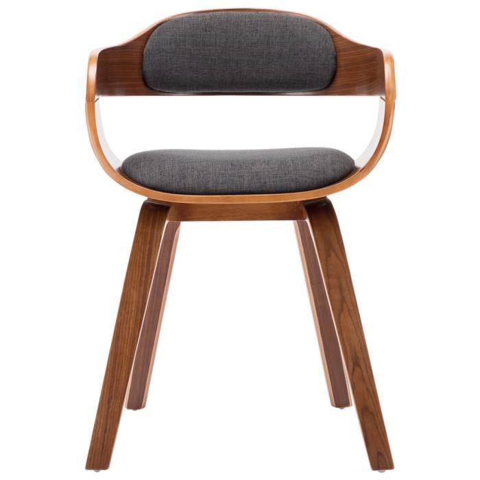 Chaise de salle à manger - VIDAXL - Gris foncé - Tissu et bois courbé