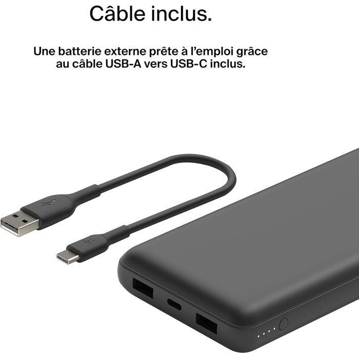Batteria esterna - BELKIN - 20.000 mAh - USB-A e USB-C - 15 W - Nera