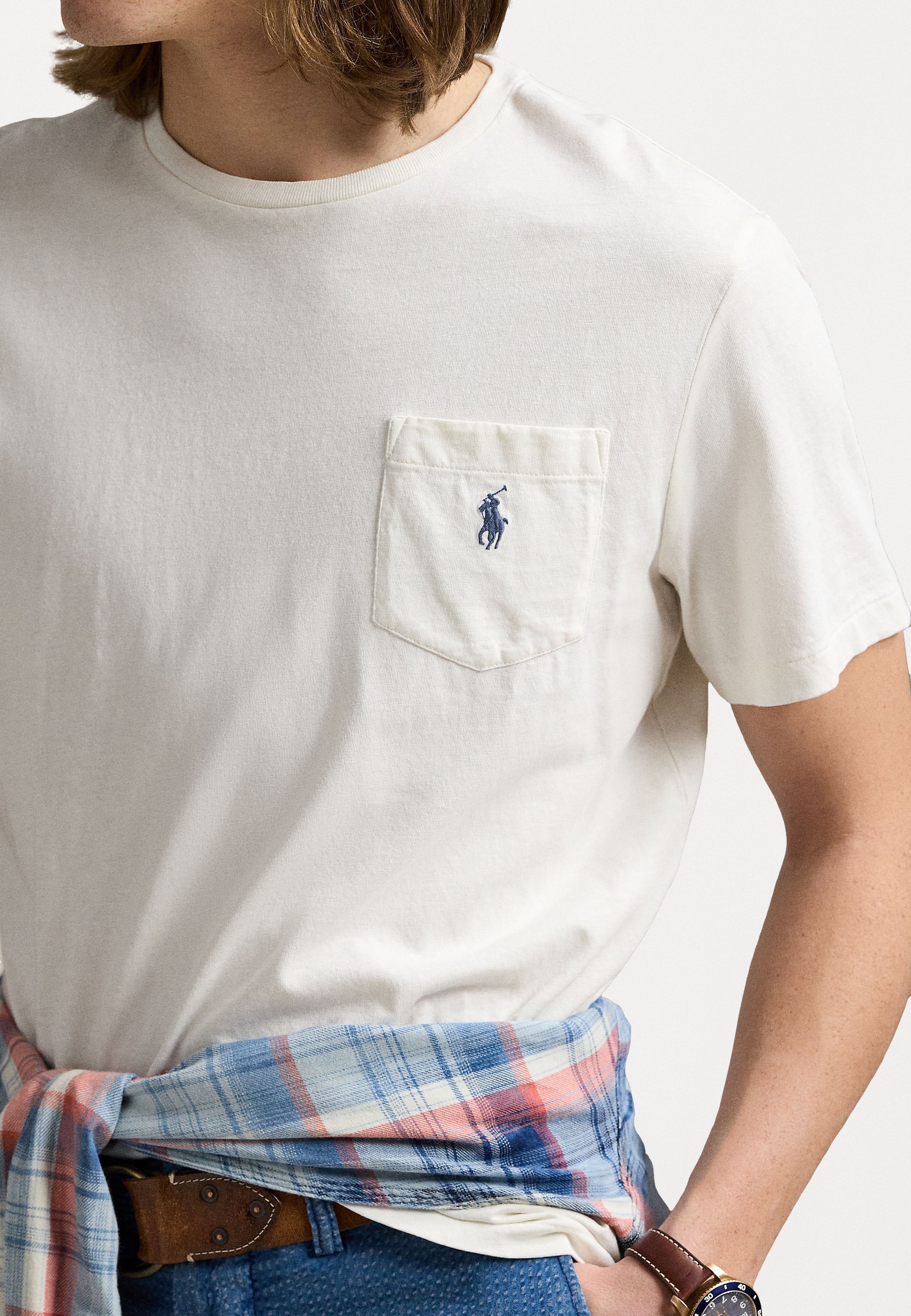 Polo Ralph Lauren T-shirt Standard Fit in cotone e lino con taschino - T-shirt basic - nevis