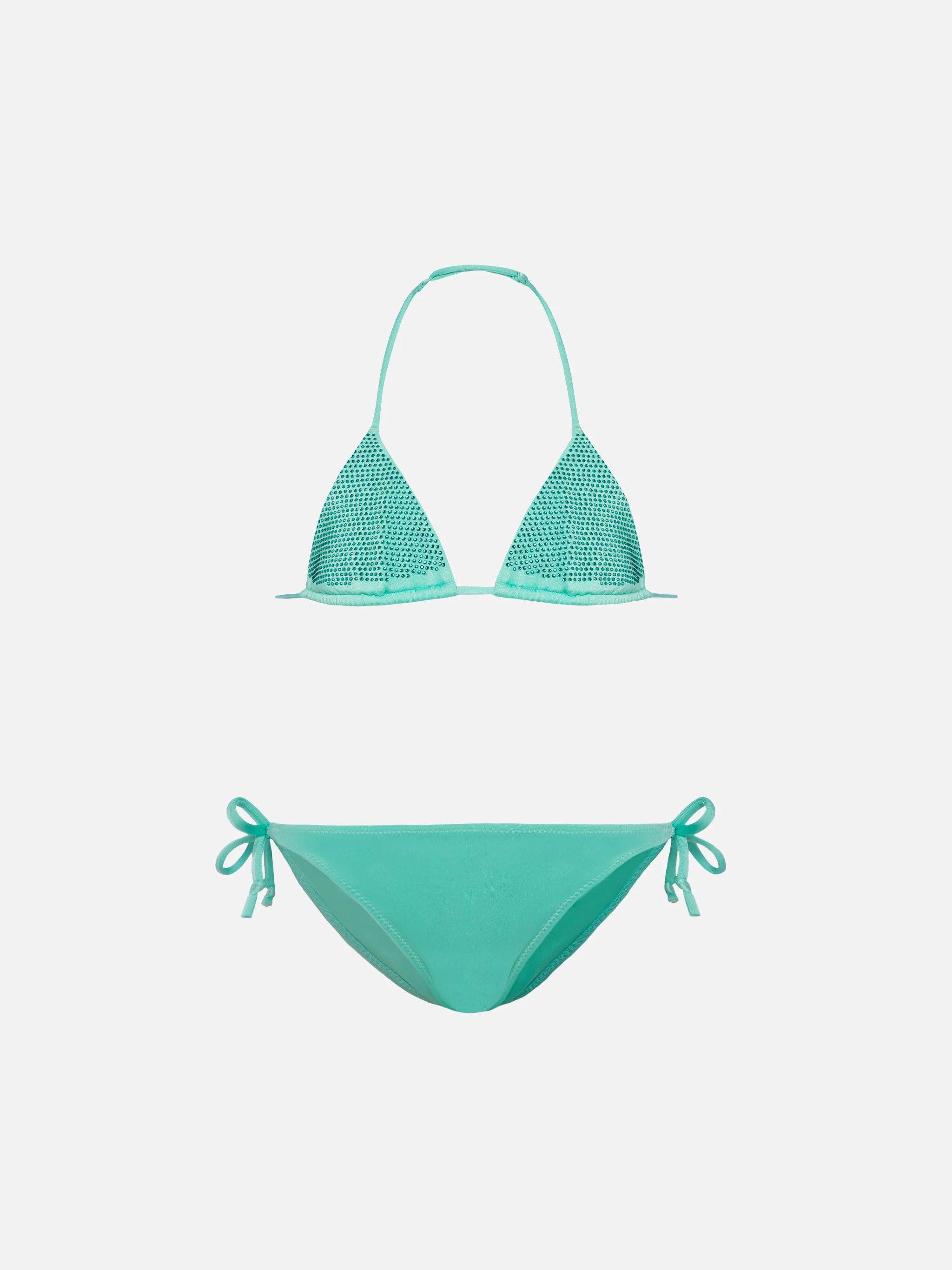 Holly klassieke driehoekige bikini in aquagroen met strasssteentjes