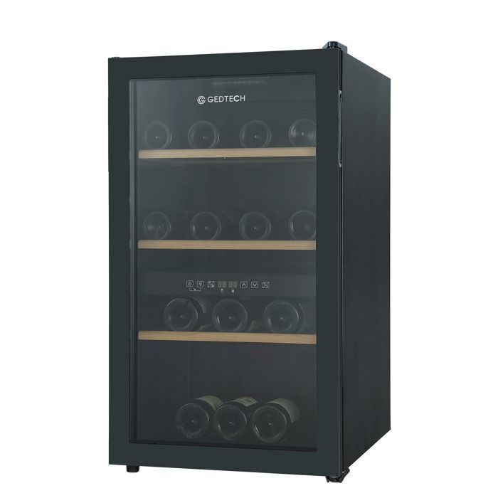 Adega climatizada GEDTECH GWC49 - Independente - 49 garrafas - Duas zonas de temperatura - Prateleiras de madeira - Anticongelante - Preta