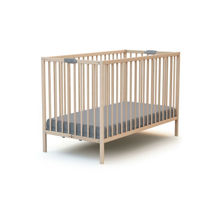 Lit bébé pliant - 60 x 120 cm - WEBABY - FLEX - Hêtre brut
