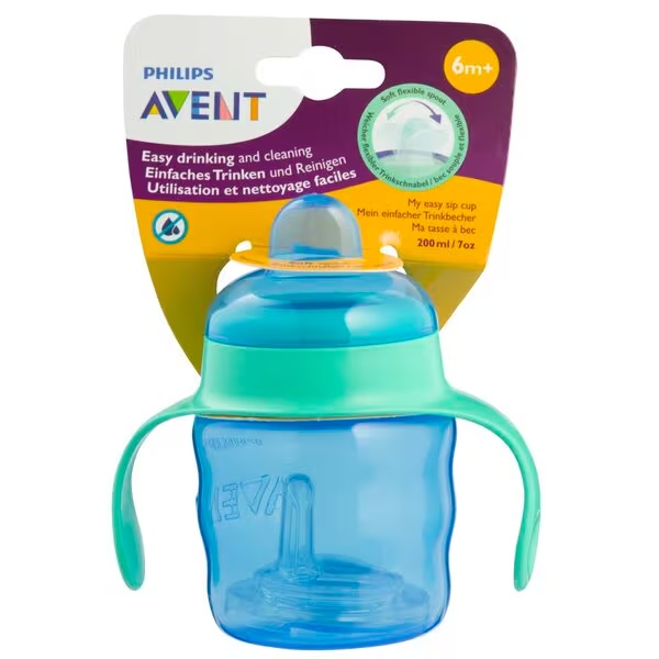 Philips Avent Scf551/05 skodelica za pitje 6+M z mehkim ustnikom, modra, 200 ml