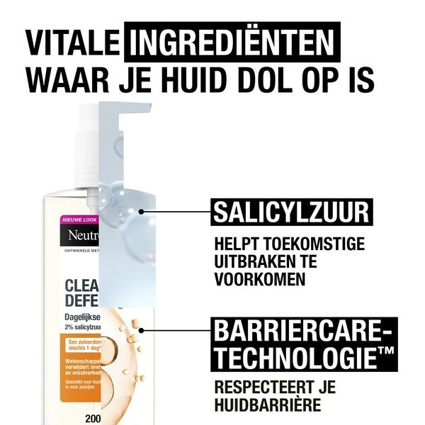 Neutrogena Clear & Defend čistilni gel za obraz z 2 % salicilne kisline 150 ml - za akne in nečisto kožo