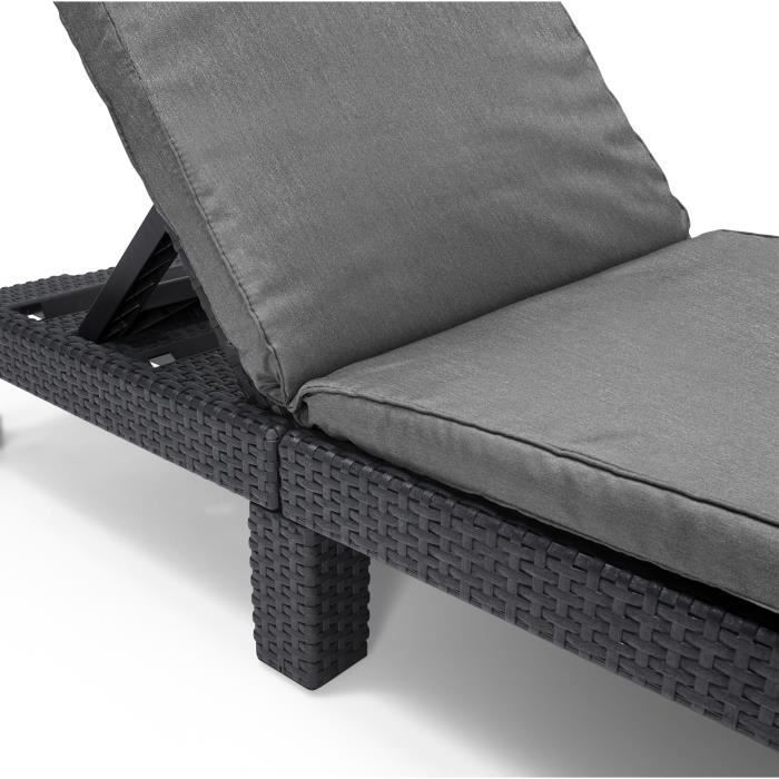 Bain de soleil - Allibert by KETER – DAYTONA – en résine imitation rotin tressé – coussin – dossier réglable - gris graphite
