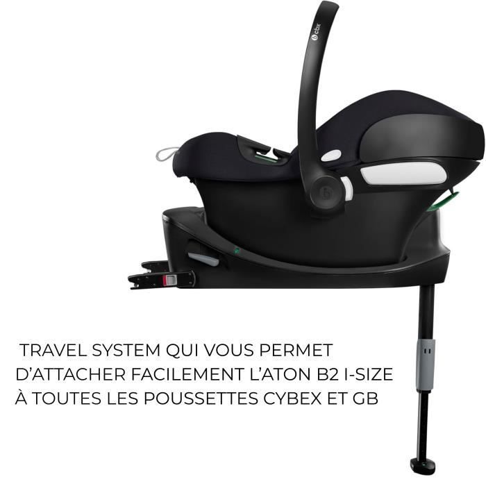 Silla de coche Aton B2 i-Size CBX de Cybex - De 45 a 87 cm - Desde el nacimiento hasta los 13 kg - Hasta los 2 años - Base One incluida - Negro volcánico