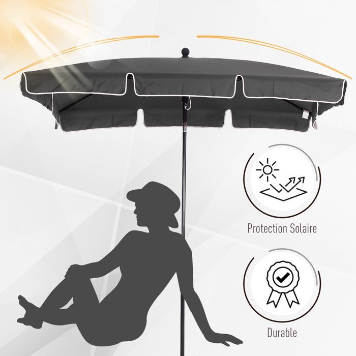 Outsunny - parasol - Aluminium - 198x130x245cm - Gris