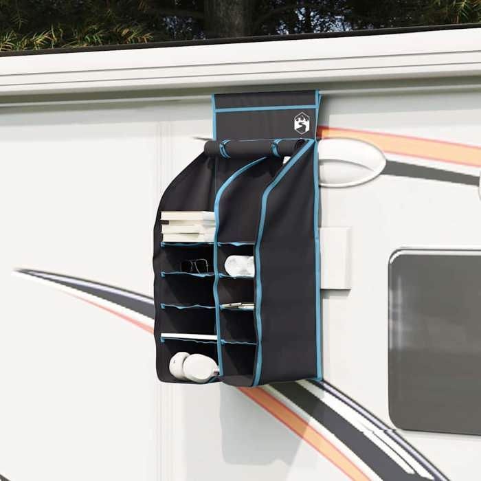 MOT7027 – Hängender Zeltorganizer mit 10 Taschen, Schwarz, 40,5 x 25 x 80 cm