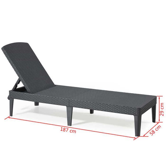 Bain de soleil - Allibert by KETER – Jaipur – en résine imitation rotin tressé – gris graphite – dossier réglable
