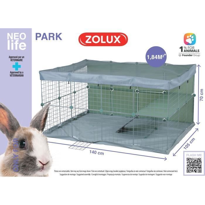 Modulaire omheining - ZOLUX - Neo park - Klein dierenpark - Konijnen - 140x105x70 - 1,84 m²