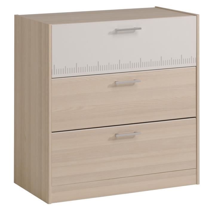 PARISOT Chambre Enfant Complète style contemporain décor acacia clair et blanc - l 90 x L 190 cm - CHARLEMAGNE