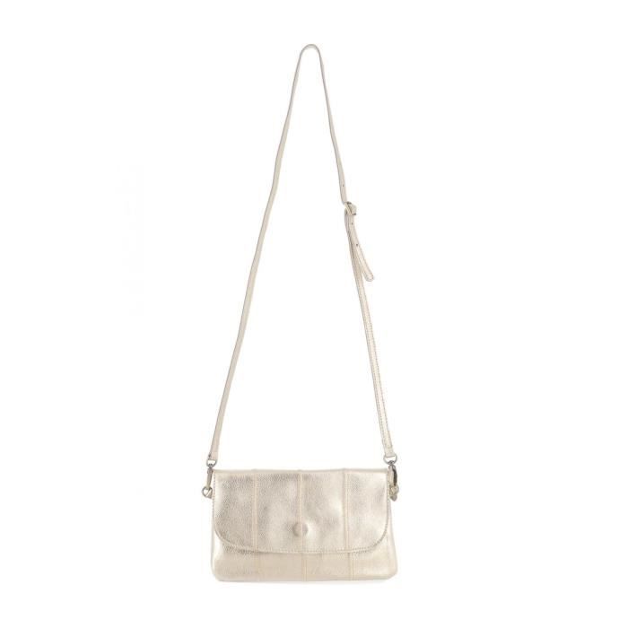 Women's Genuine Leather Crossbody Clutch Bag - Double Tree - Gold