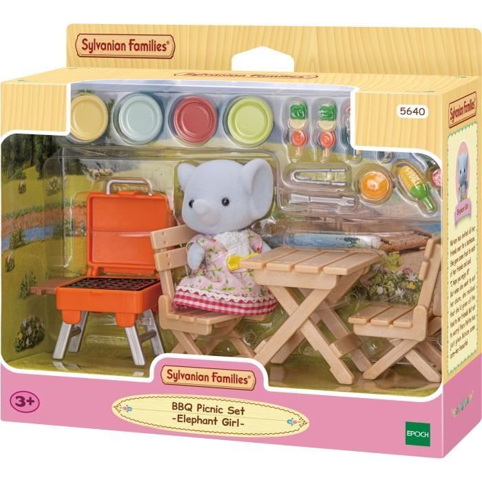Miniature figurine - SYLVANIAN FAMILIES - The Elephant Girl and her picnic set