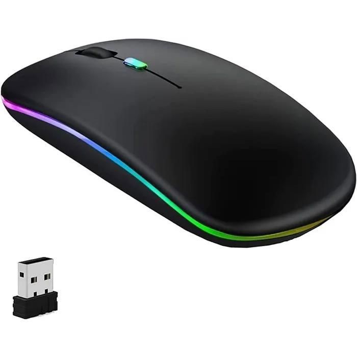 PASHASHOP Souris sans fil ultra‑mince rechargeable 2.4G silencieuse 1600 DPI