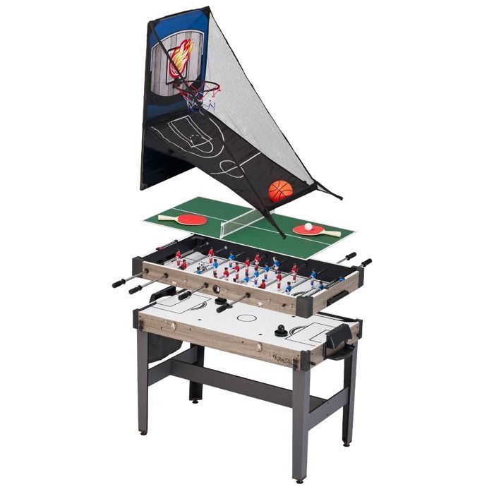KANGUI 4-in-1 Games Table - Foosball with telescopic rods, ping pong, hockey, basketball