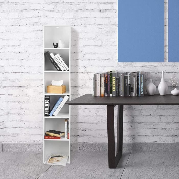 Librería WOLTU de MDF con 6 compartimentos de almacenamiento - Blanca