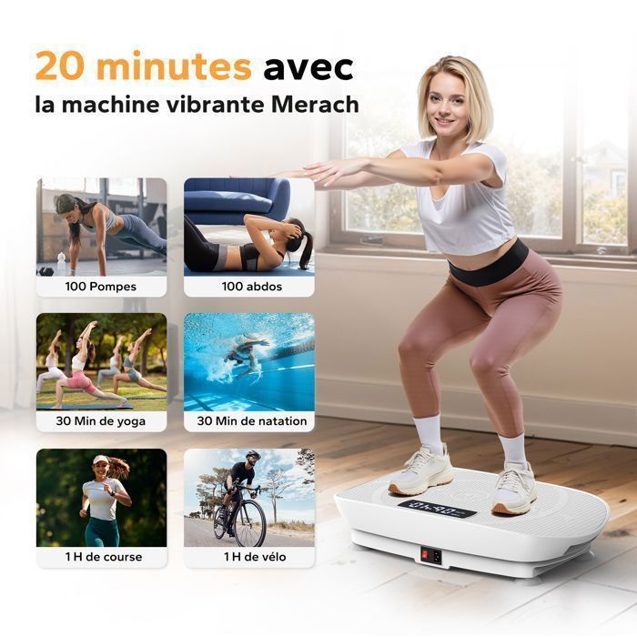 Vibration Plate with Remote Control – MERACH – 11 Levels – Integrated Bluetooth – 200 kg Max – Grey