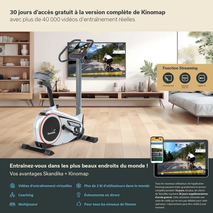 Skandika Morpheus Ergometer Exercise Bike - Bluetooth - Max. 120 kg - 24 Programs - 32 Resistance Levels - Connected