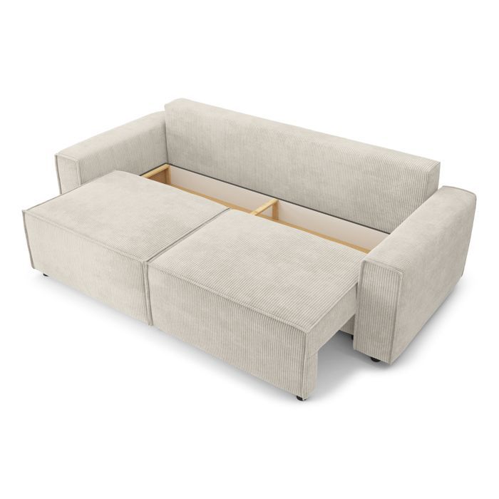 Sofá convertible de 3 plazas MIRA en pana beige.
