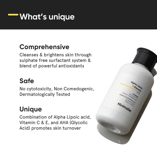 Detergente viso glicolico minimalista per una pelle luminosa e morbida
