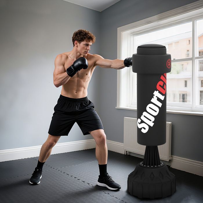 SPORTNOW - Freestanding Punching Bag - Plastic - 58x58x175cm - Black