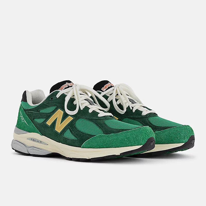Herenschoenen MADE in USA 990v3 - Groen met goud