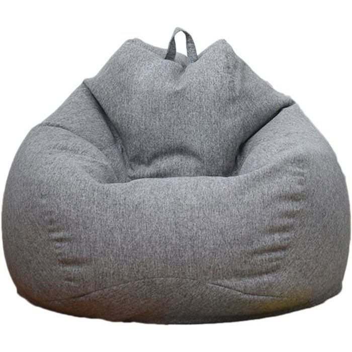 Sac Haricots Pouf Adultes,Rangement de Jouets Stockage,Housse de Pouf Poire,Pouf Pliable Fauteuil Fauteuil de Salon(Gris,80x90cm)