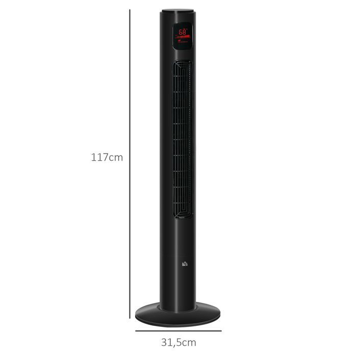 HOMCOM - Ventilador de torre - ABS - 31,5 x 31,5 x 117 cm - Negro
