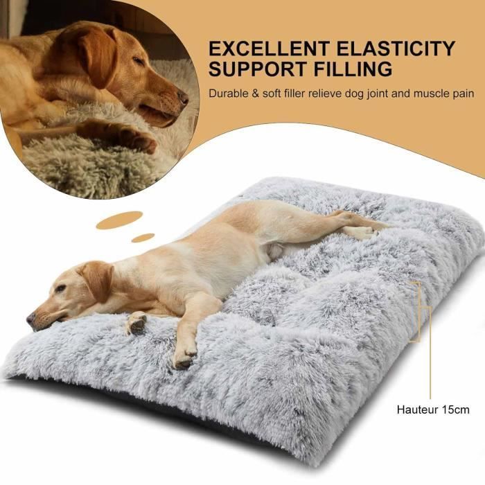 Panier Chien Grande Taille - Coussin Chien Anti Stress Lavable et Antidérapant - Gris Claire 110x75x15cm
