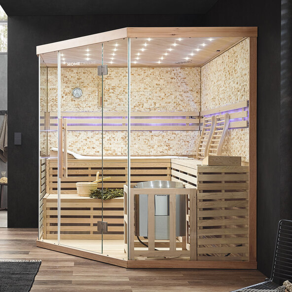 Sauna SKYLINE XL BIG artificial stone wall