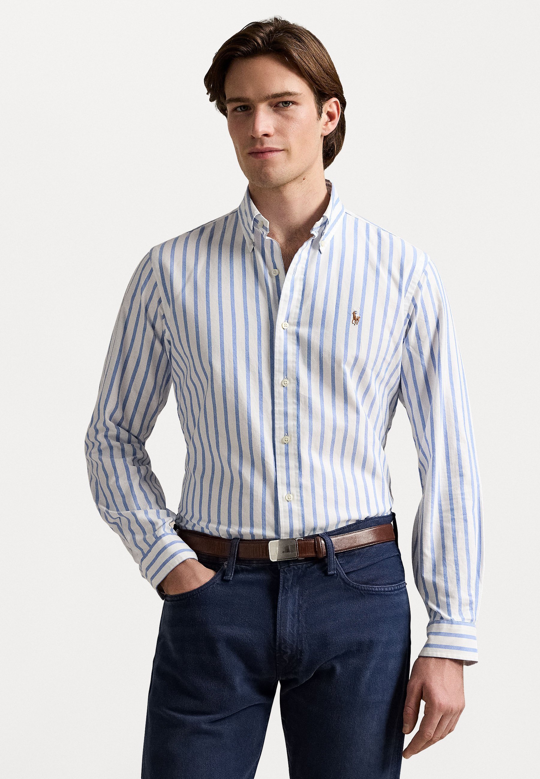 Polo Ralph Lauren Slim Fit Gestreept Oxford Shirt - Shirt - blauw/wit