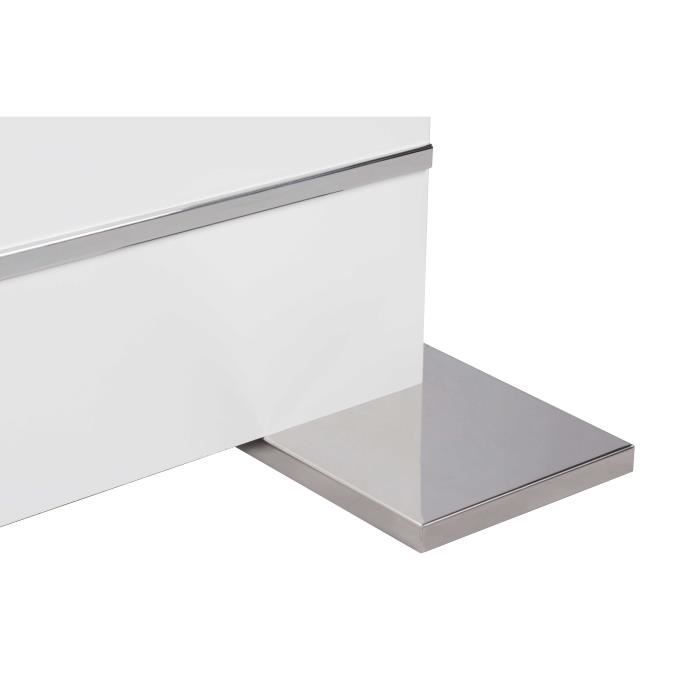 Uitschuifbare tafel voor 6-8 personen - Rechthoekig - Melamine gecoat spaanplaat - Mantova - Wit en aluminium - L 160-200 x B 90 x H 75 cm