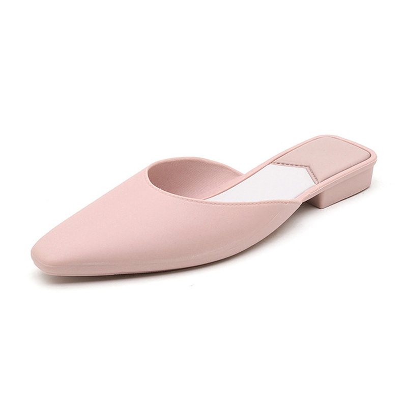 Fashion Summer Mule Shoes Women's Outside Leisure PU Slippers Solid Color Comfort Soft Sandals