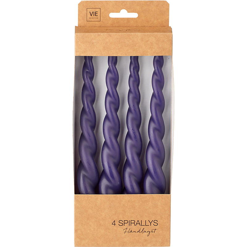 Vie Selected spiraalikynttilä 4 kpl 24 cm violetti
