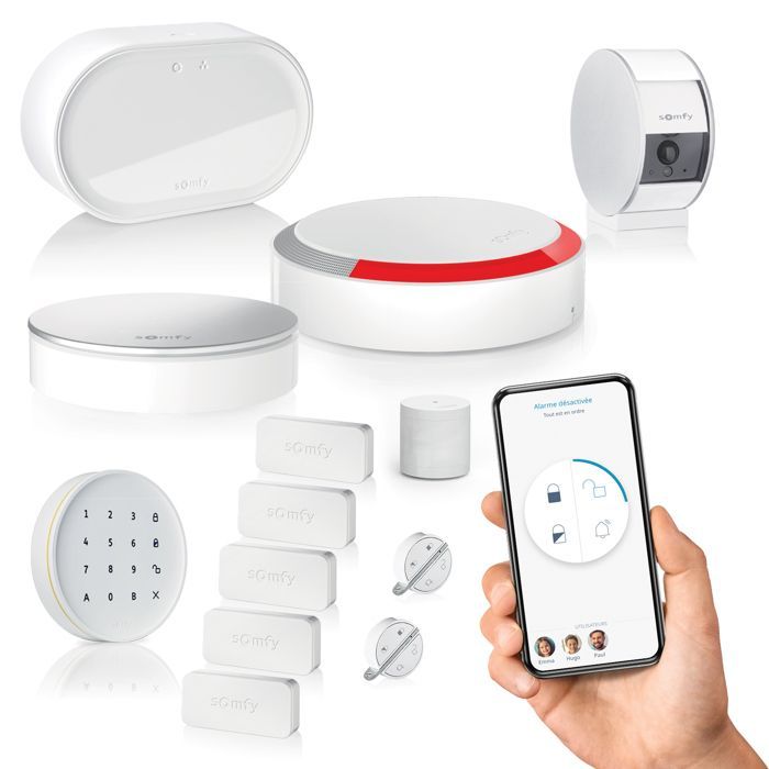 SOMFY 1875349 - Alarma doméstica avanzada - Paquete de vídeo - Alarma doméstica inalámbrica con conexión Wi-Fi - Módulo GSM - Cámara de vigilancia