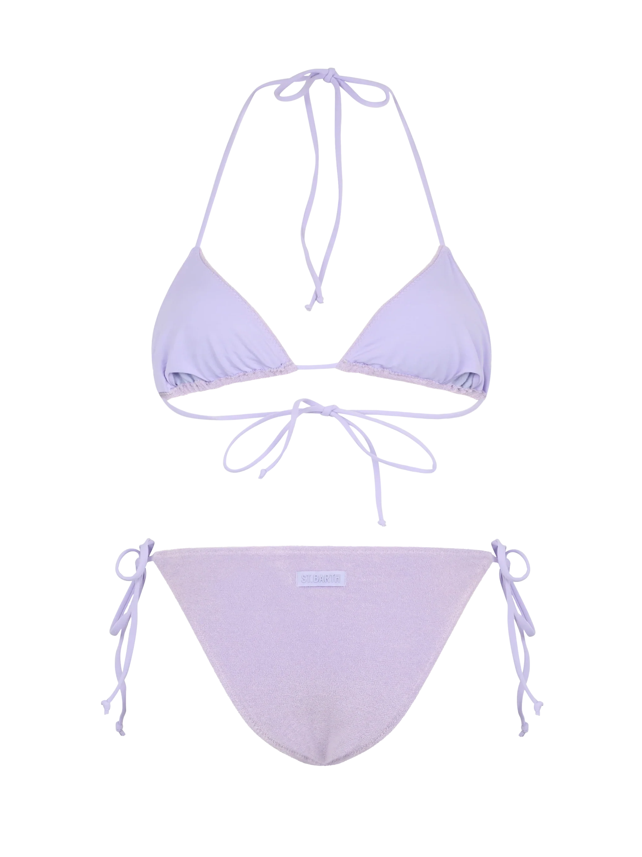 Leah Virgo paarse driehoekige bikini met sponsmotief voor dames