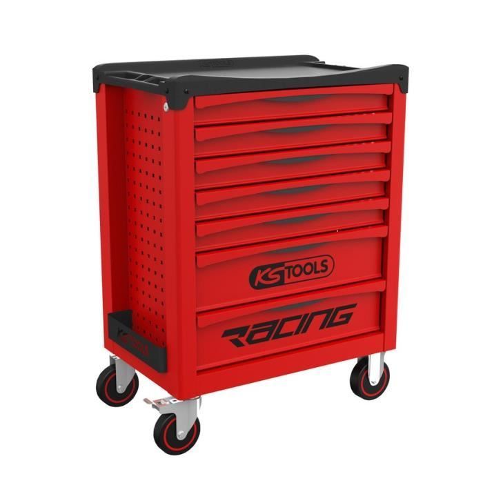 Tool trolley - Empty - 7 drawers - KS Tools - 855.0007 - Red - Racing workshop trolley - Empty with foam insert - Graduated ABS tray