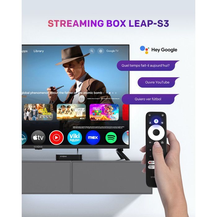 STRONG - LEAP-S3 - Streaming Box Google TV 4K - Chromecast - Wifi 5 - Bluetooth - Assistant Vocal Google - Dolby Atmos/Vision - HDR