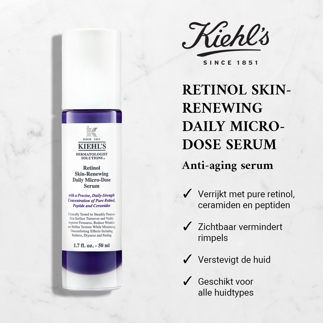 Kiehl's senėjimą stabdantis serumas su retinolio odos atnaujinimo mikrodozavimo serumu kasdieniam naudojimui – 30 ml