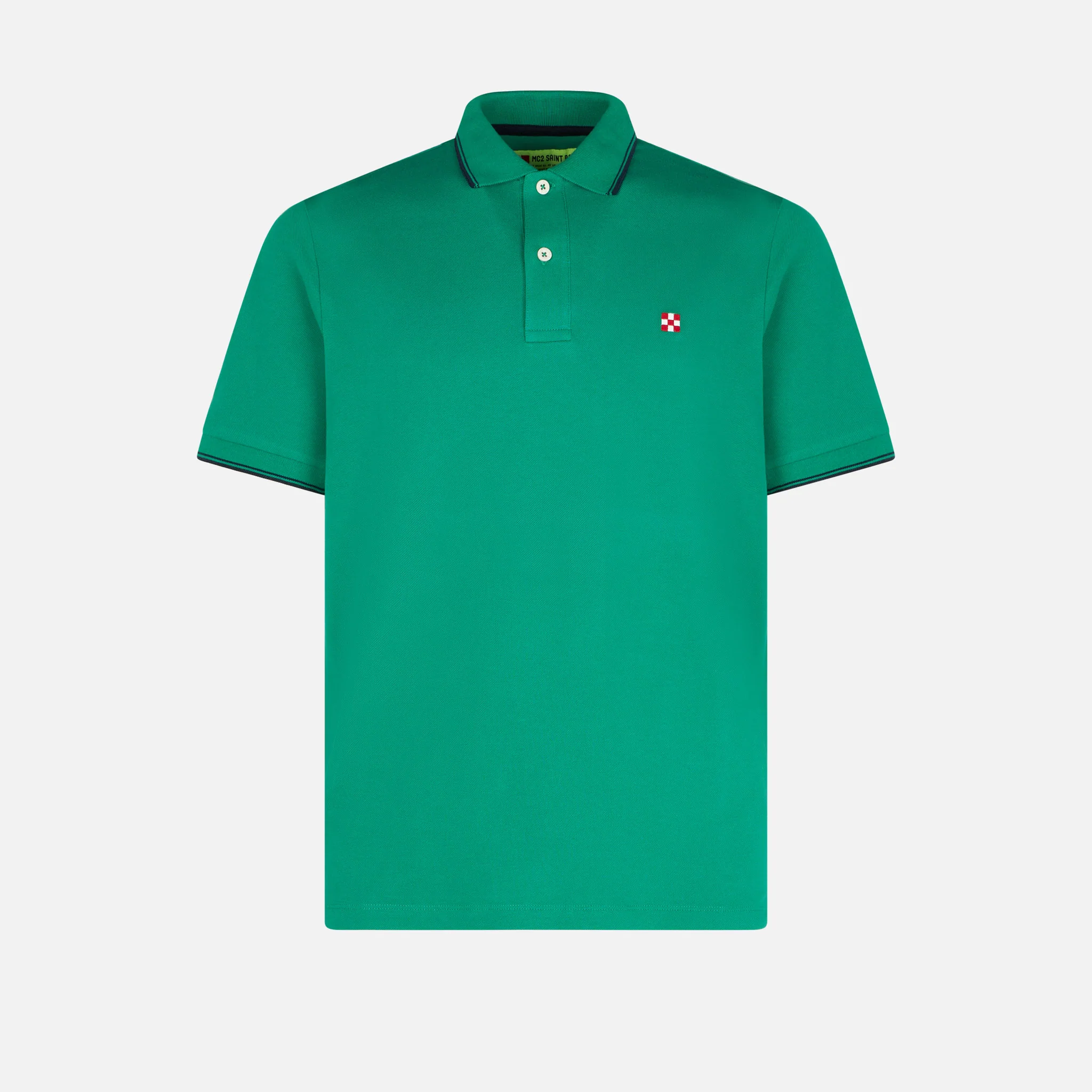 Groene poloshirt met St. Barth-ruitlogo