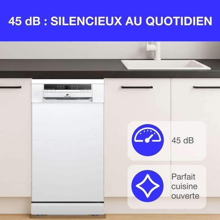 Lavastoviglie a libera installazione - CONTINENTAL EDISON - CELV1145W - 11 coperti - 45 cm - 45 dB - Bianca