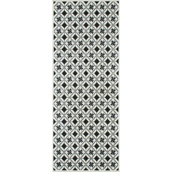 Tapete de cozinha - NAZAR RUGS - Azulejos - 70x180 cm - Preto - Azulejos de cimento