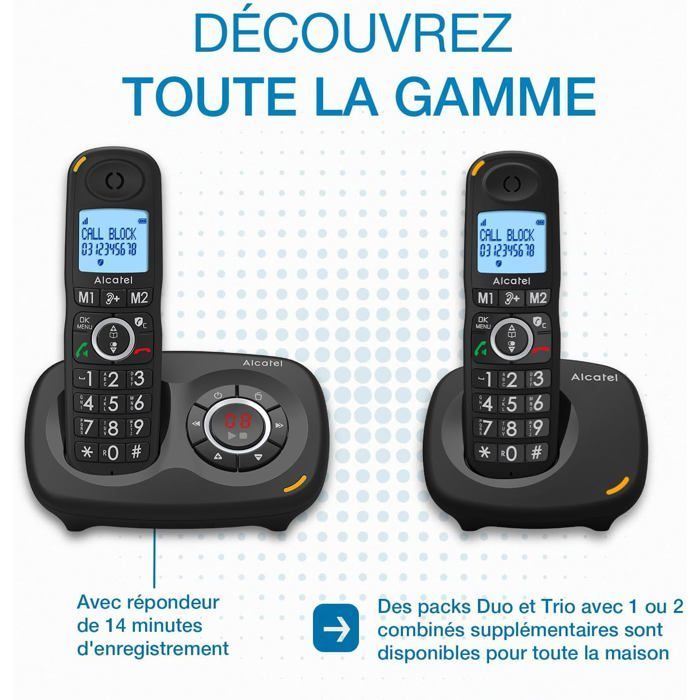 Senior cordless phone - LEVYS - Large backlit screen - Large keypad - Audio amplification