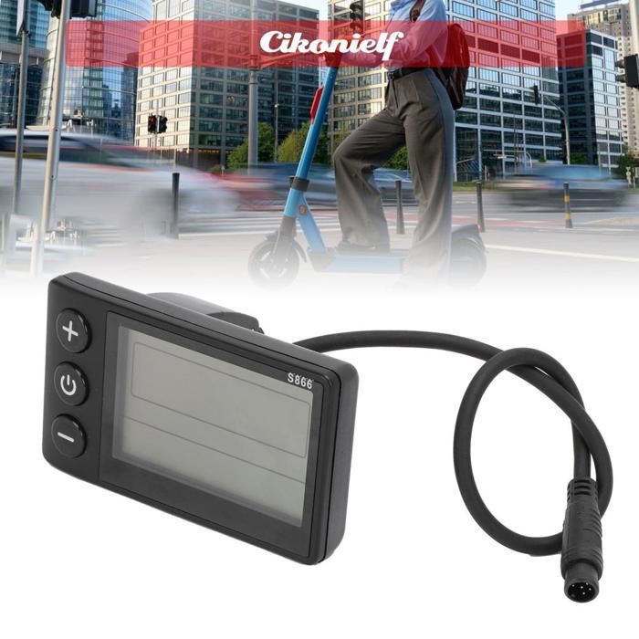 Compteur de vitesse de vélo, panneau de commande de compteur d'affichage ABS LCD-S866 avec connecteur à 6 broches pour la