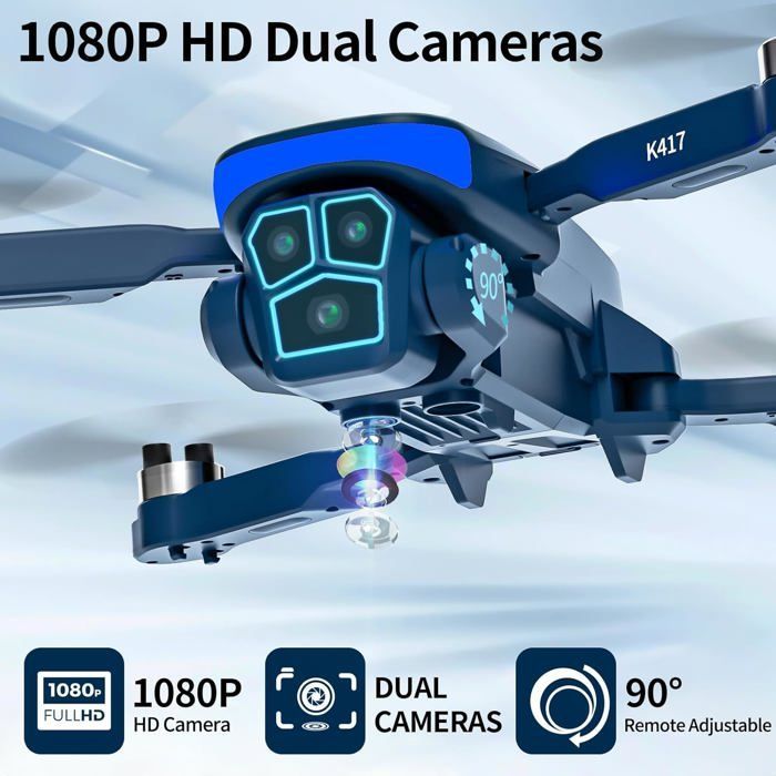 Professional Drone - GERBALA - K417 - 1080P HD Camera - Blue LED - Gesture Control