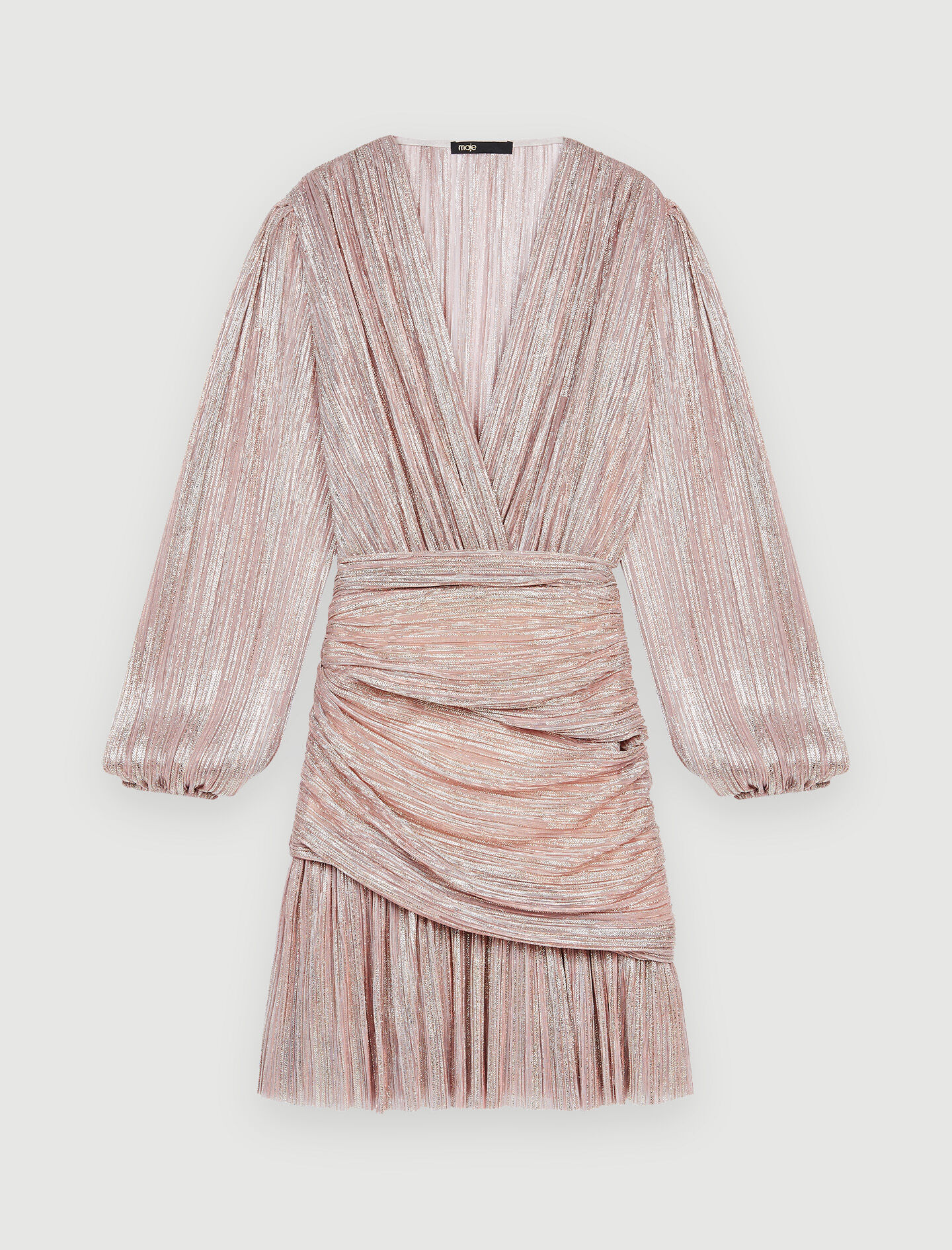 Rochie drapată din lurex - Roz